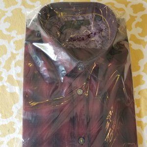 Ted Baker 6 Maroon Long Sleeve Shirt (mens)